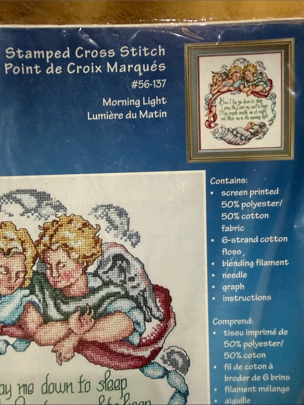 New Janlynn Morning Light Stamped Cross Stitch Wall Decor Kit- Bedtime Prayer